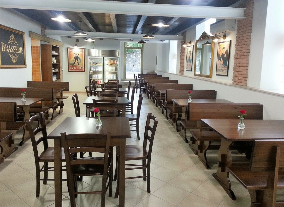 Set Roma: Tavolo + 4 Sedie Shabby Chic per Bar e Ristoranti - Evento Design