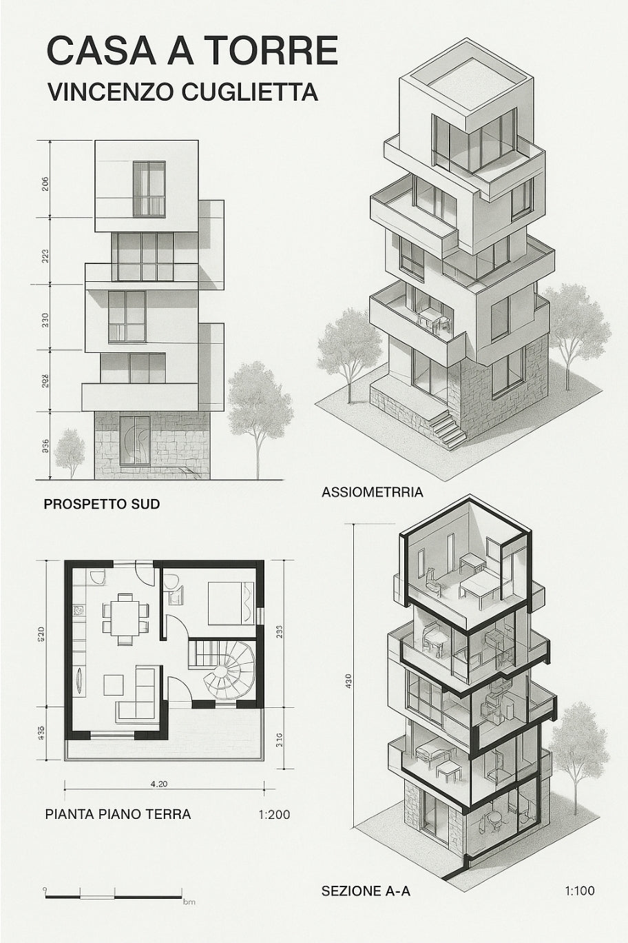 Casa a torre progetto architettonico