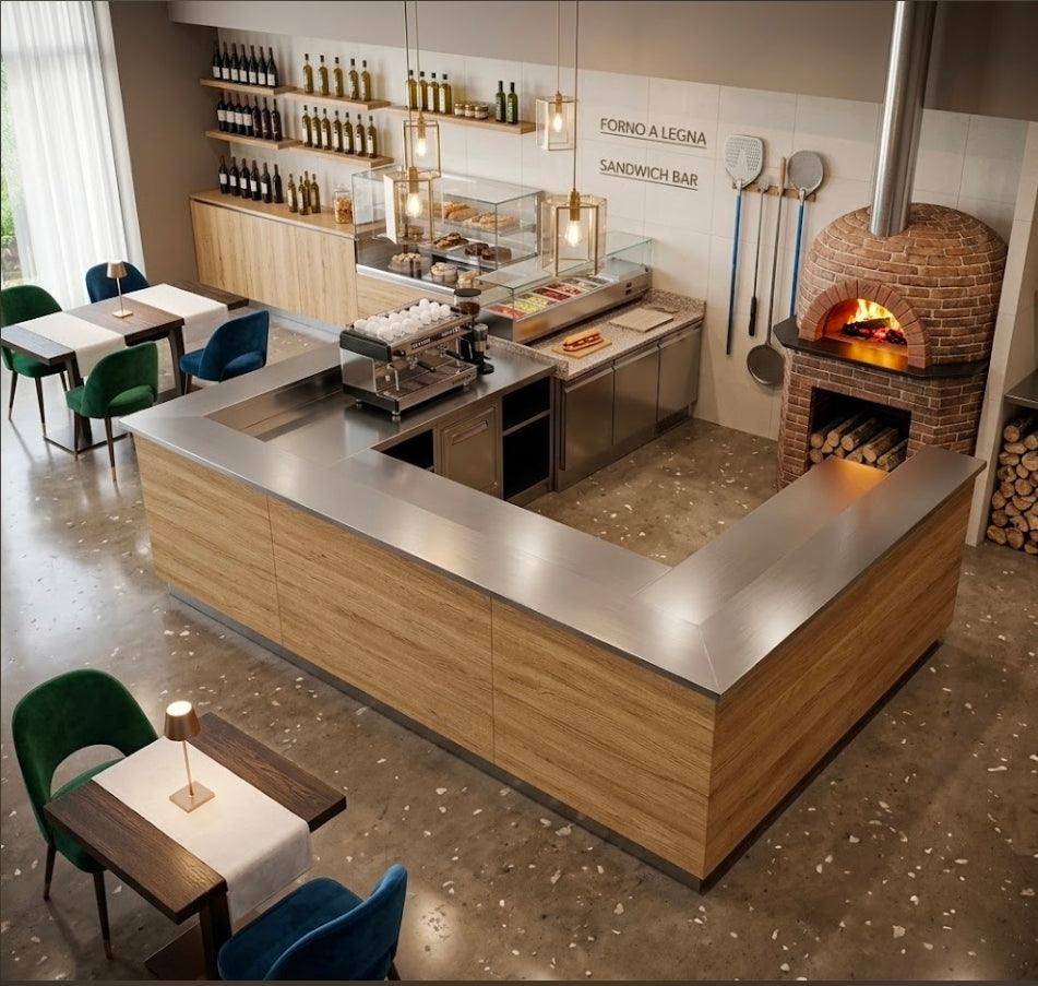 Kit pizzeria professionale con forno elettrico o a legna gas