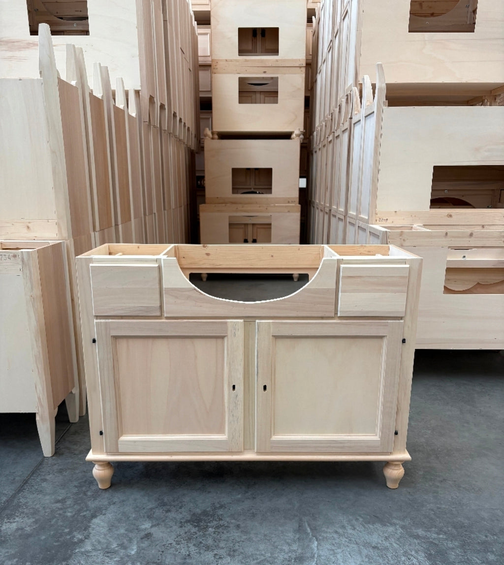 Mobile bagno a 2 porte e 2 cassetti finitura grezzo con lavabo bianco