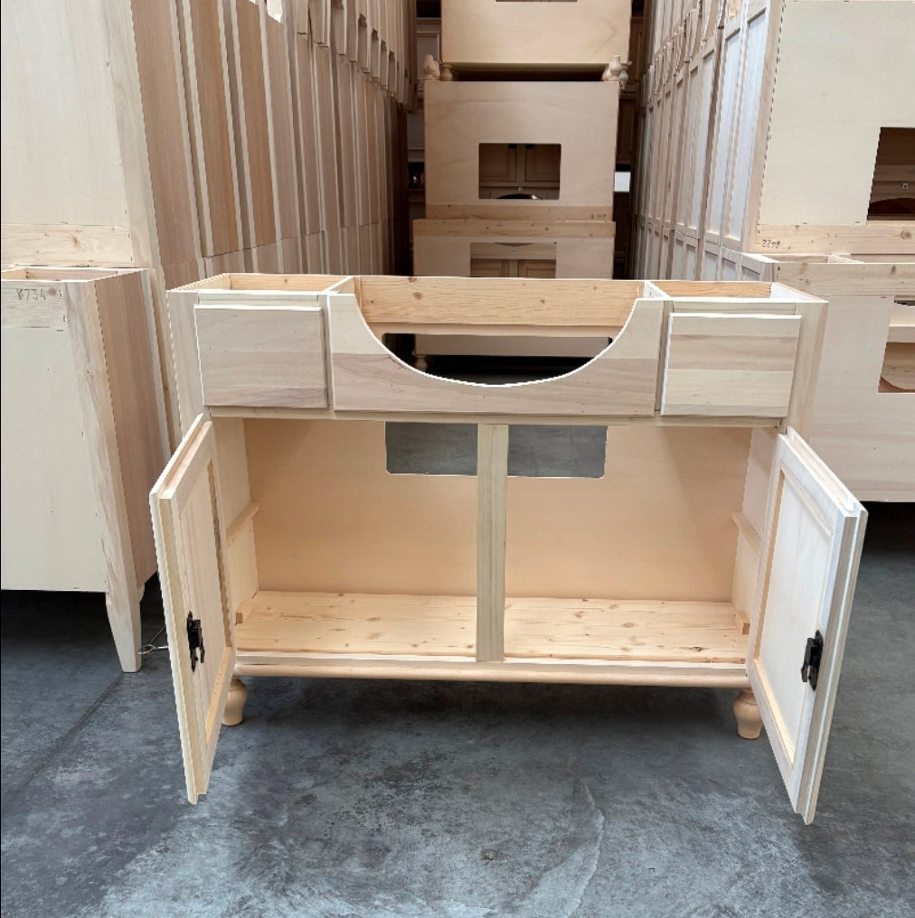 Mobile bagno a 2 porte e 2 cassetti finitura grezzo con lavabo bianco