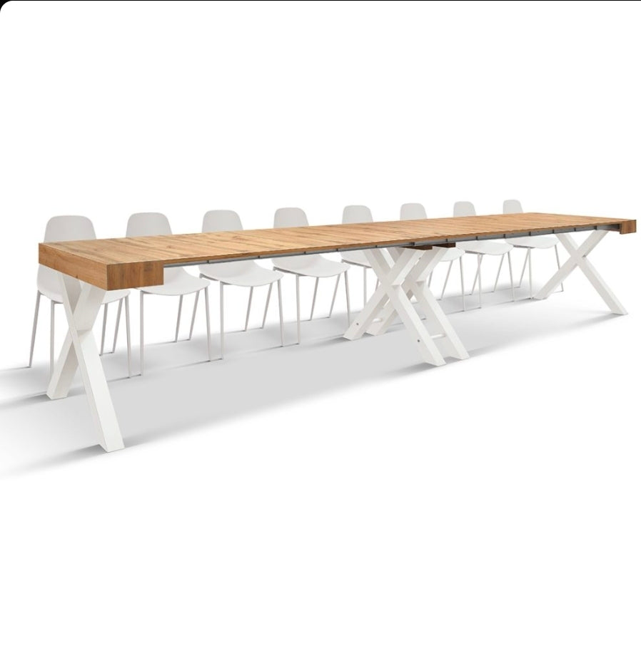 Consolle allungabile &nbsp;da 45 a 402 con gambe bianche a X