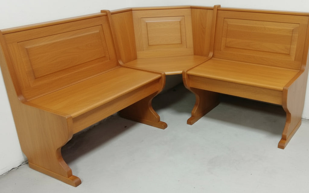 Giropanca angolare in legno di pino tinta miele