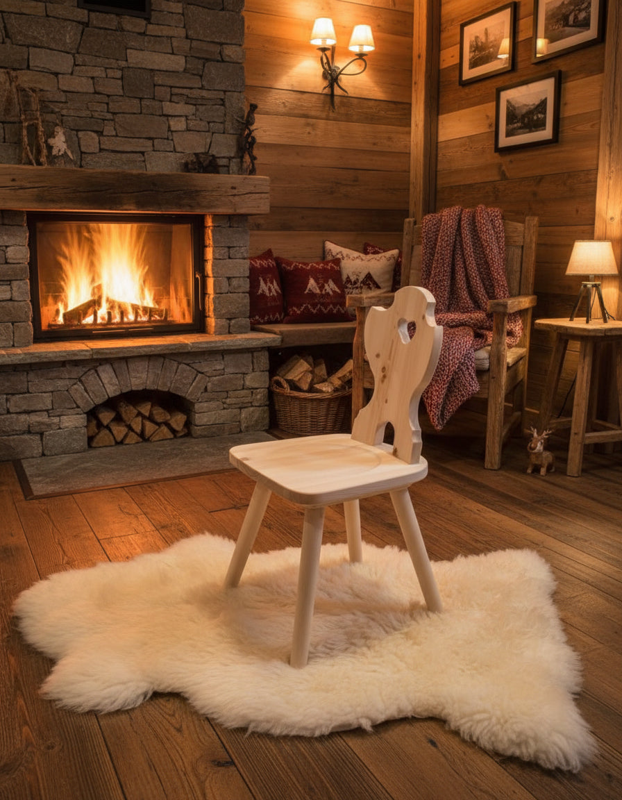 Set 4 Sedie Tirolese Cuore + Tavolo Fratino 130x70 e/o 130x80x3 Pino Grezzo