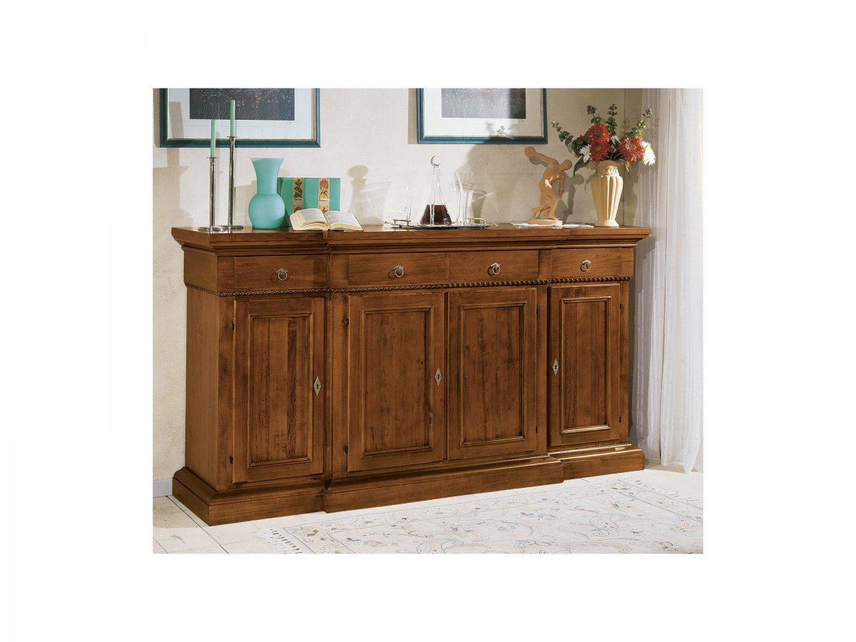 Credenza 4 Porte e 4 Cassetti con Torciglione TINTA NOCE