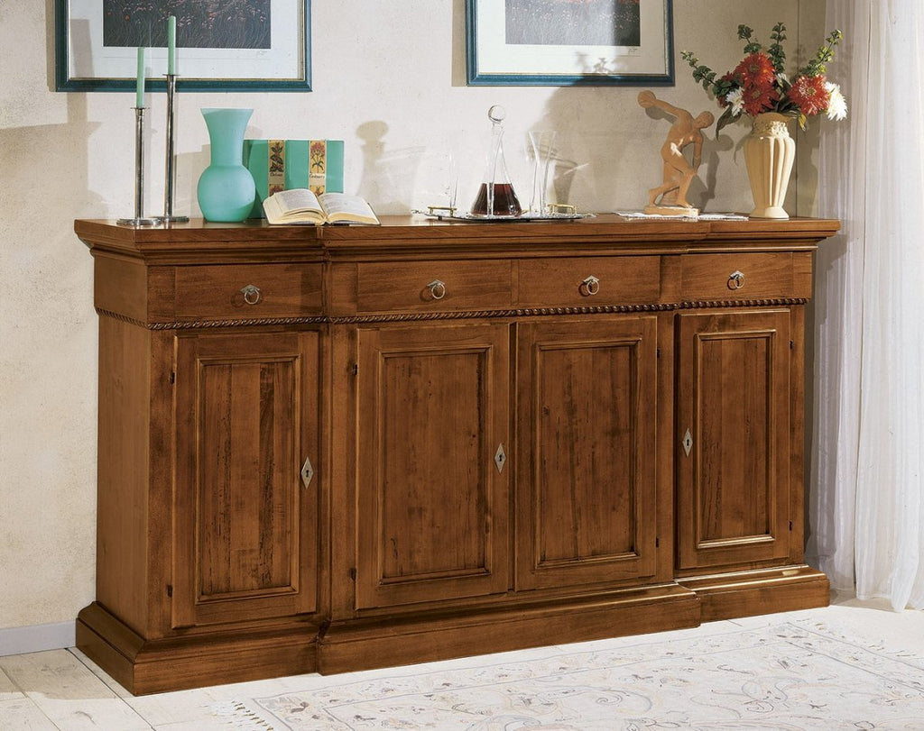 Credenza 4 Porte e 4 Cassetti con Torciglione TINTA NOCE