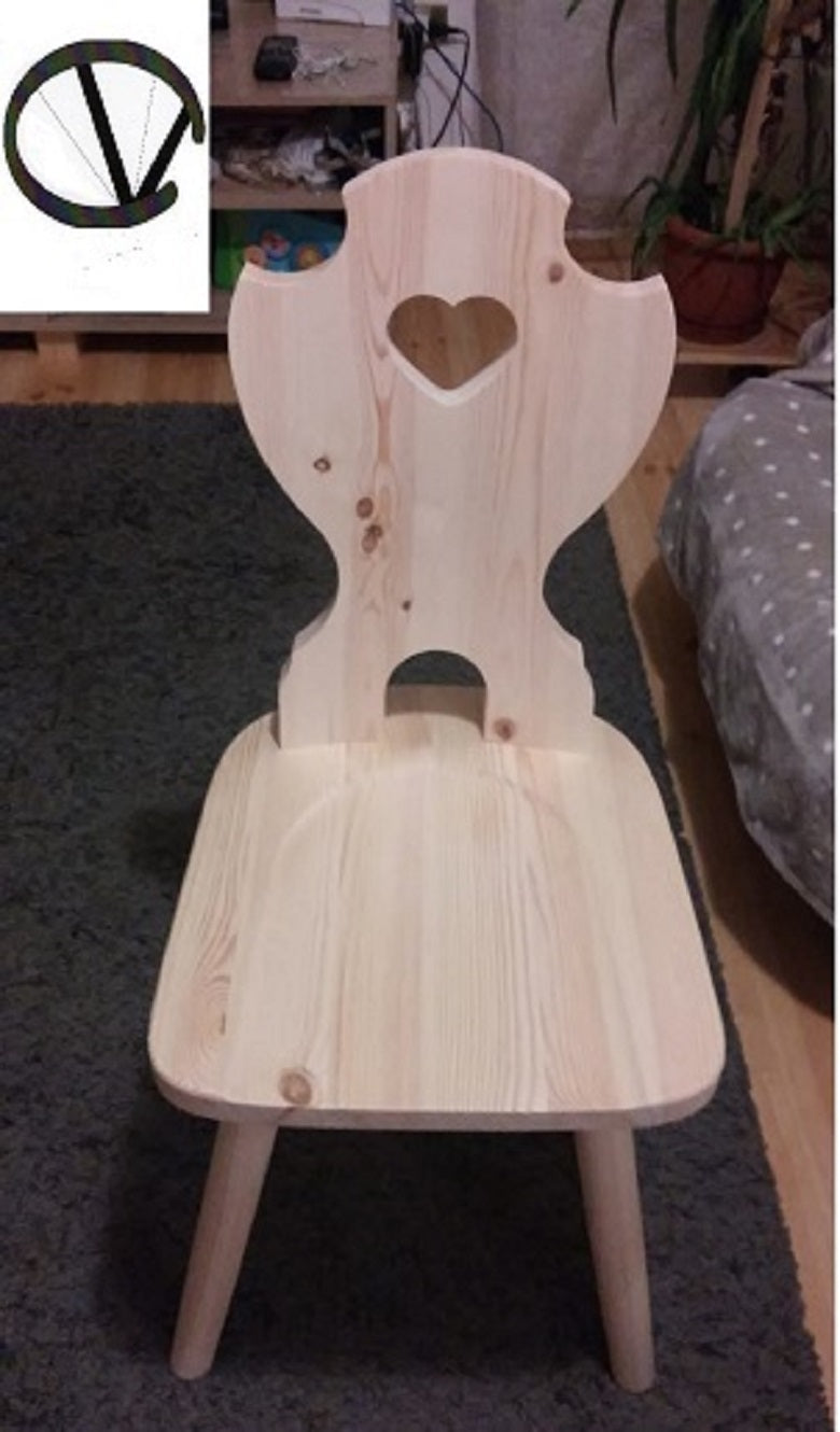 Set 4 Sedie Tirolese Cuore + Tavolo Fratino 130x70 e/o 130x80x3 Pino Grezzo