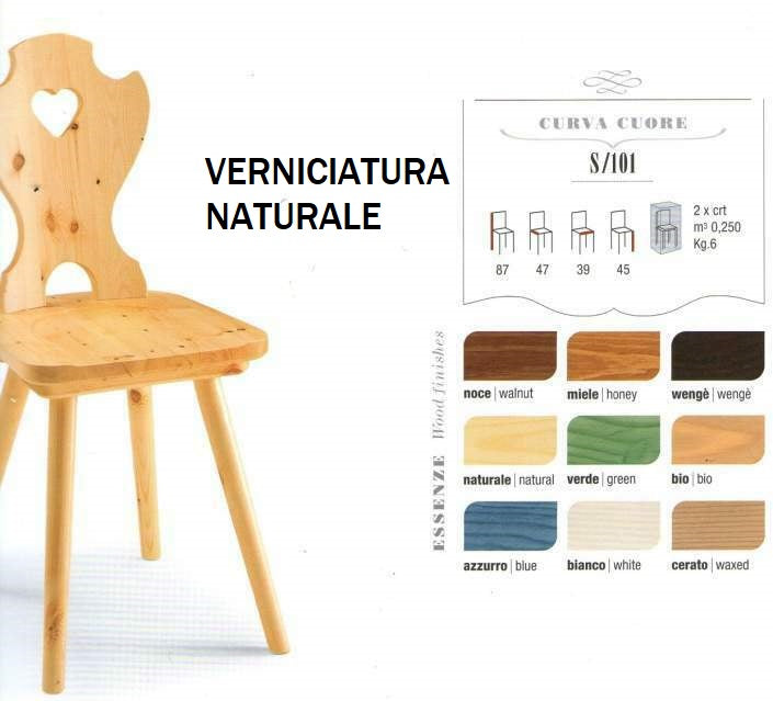 Sedia in Legno con Schienale a Cuore