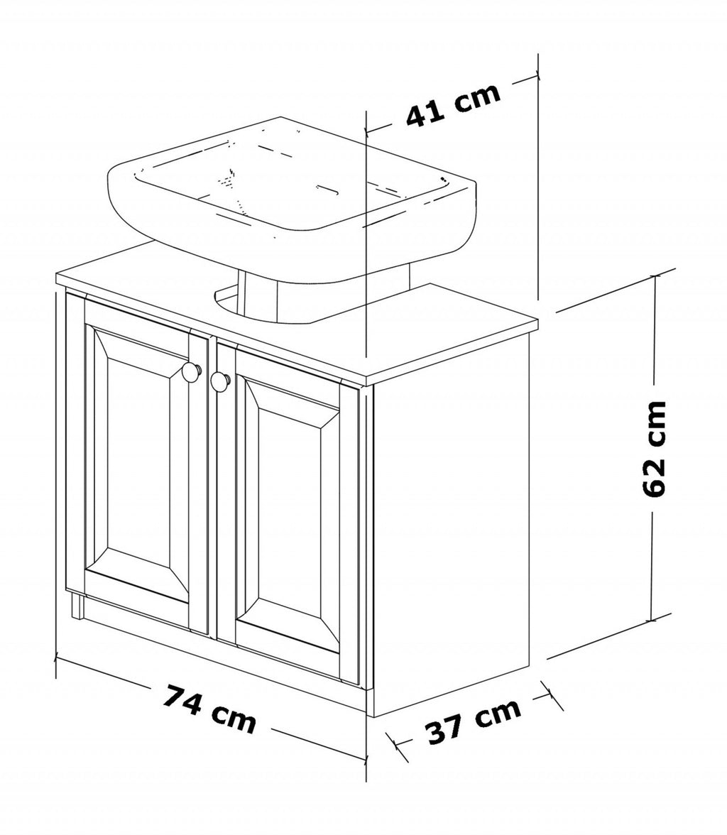 Mobile sotto lavabo in legno pino grezzo
