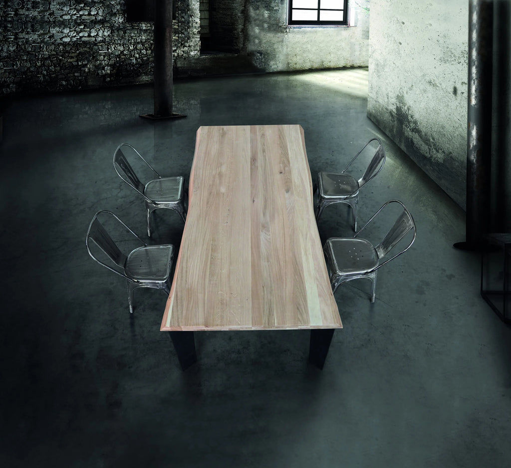 Tavolo COMO – Legno Massello 6 cm e Struttura in Metallo Nero