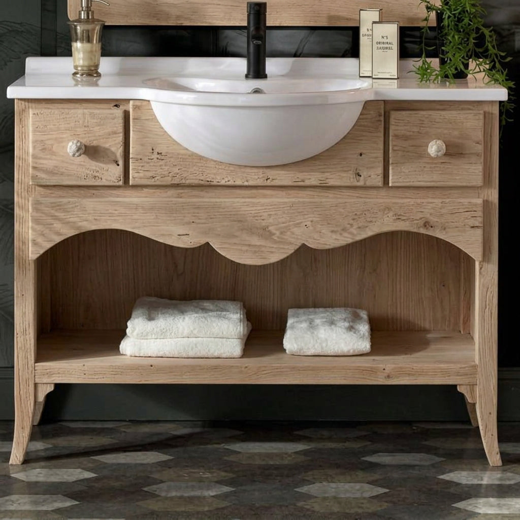 Mobile bagno finitura grezzo a 2 cassetti senza lavabo