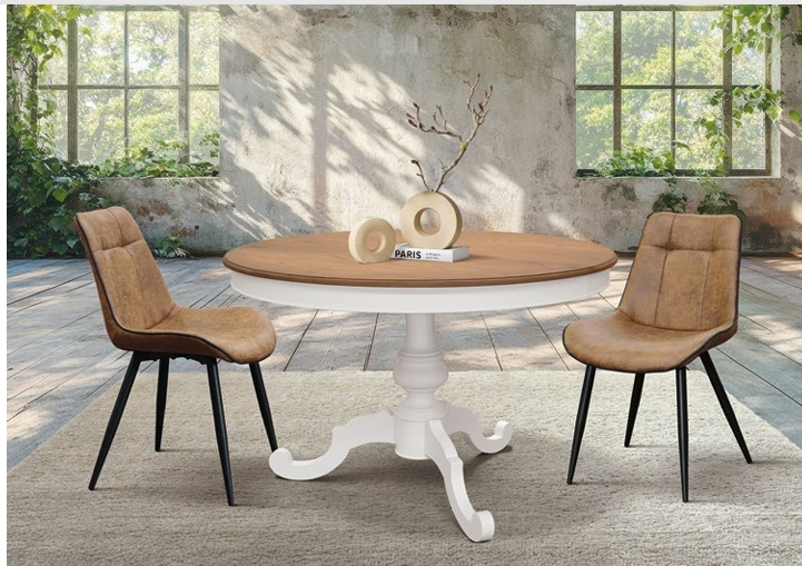 Tavolo Rotondo Allungabile NERO Opaco O Bianco opaco e Noce Scuro – Arte Povera – Made in Italy – 100/140 cm e 120/160 cm – H 76 cm