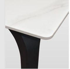 Tavolo Fisso con Piano in Ceramica Marmo Bianco Statuario e Base in Metallo Nero – Made in Italy – 140×80 cm – H 76 cm