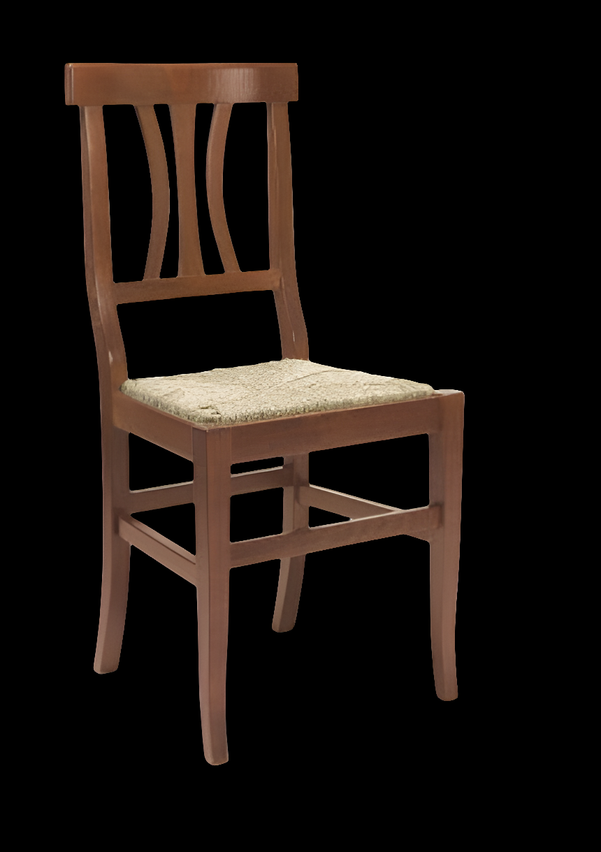 Sedia Arte Povera Seduta Paglia Tinta Noce - Arredo Ristorante Rustico Contract