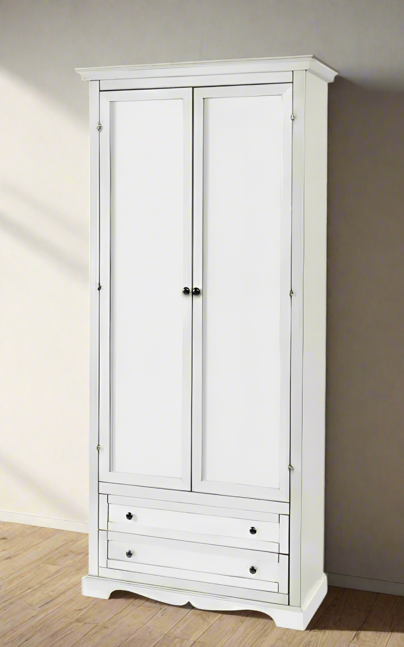 ARMADIO ARTE POVERA 2 ANTE LEGNO BIANCO SHABBY 87x40x192 (1517)