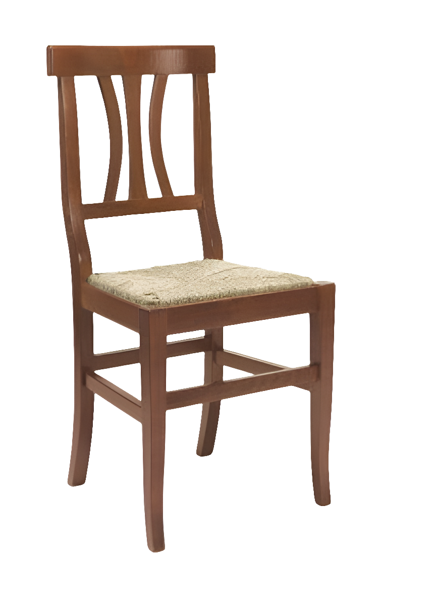 Sedia Arte Povera Seduta Paglia Tinta Noce - Arredo Ristorante Rustico Contract