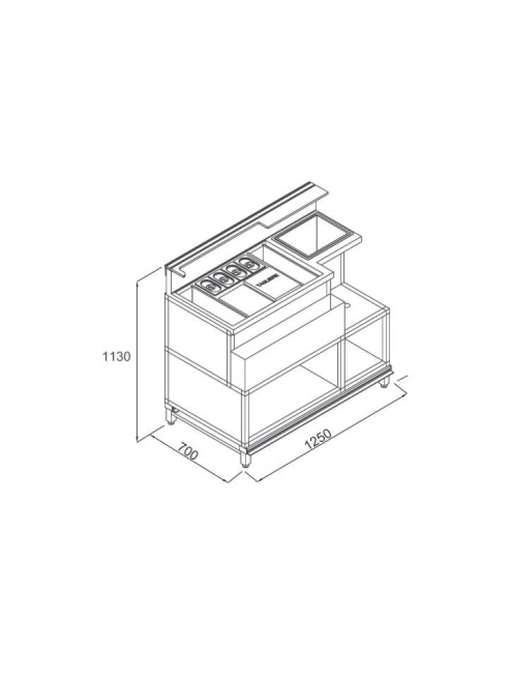 Banco postazione cocktail per bar - Modulo semilavorato - cm 125x70x113h