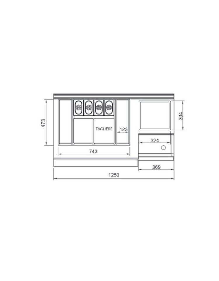 Banco postazione cocktail per bar - Modulo semilavorato - cm 125x70x113h