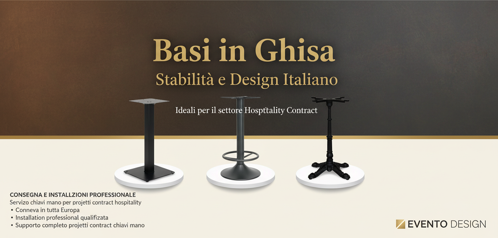 Banner promozionale basi in ghisa Evento Design