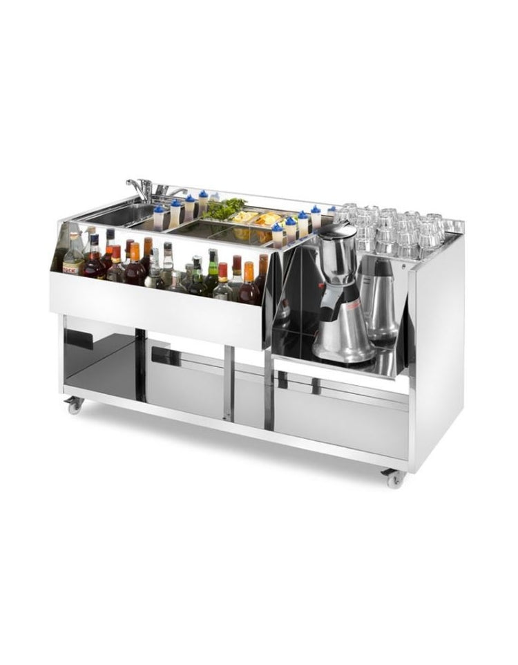 COCKTAIL STATION IN ACCIAIO INOX AISI 304 - CM. 150X70X83H