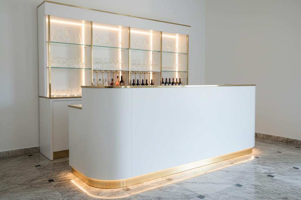 Dettaglio bancone bianco LED