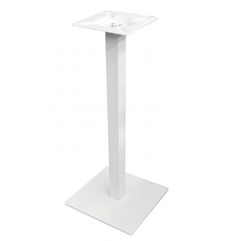 Base per Tavolo Alto in Acciaio Bianco Piede Piatto Quadrato