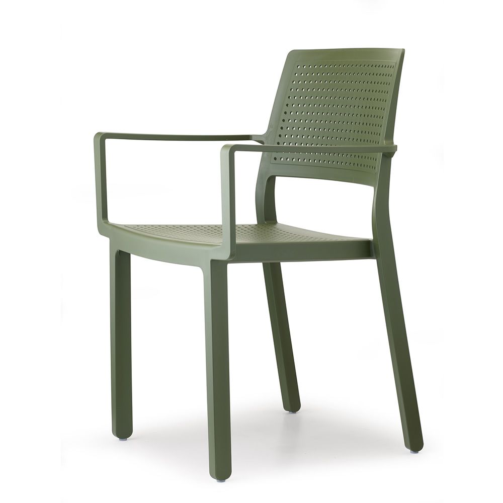 Sedia Scab Emi con Braccioli - Design Forato Impilabile per Esterni