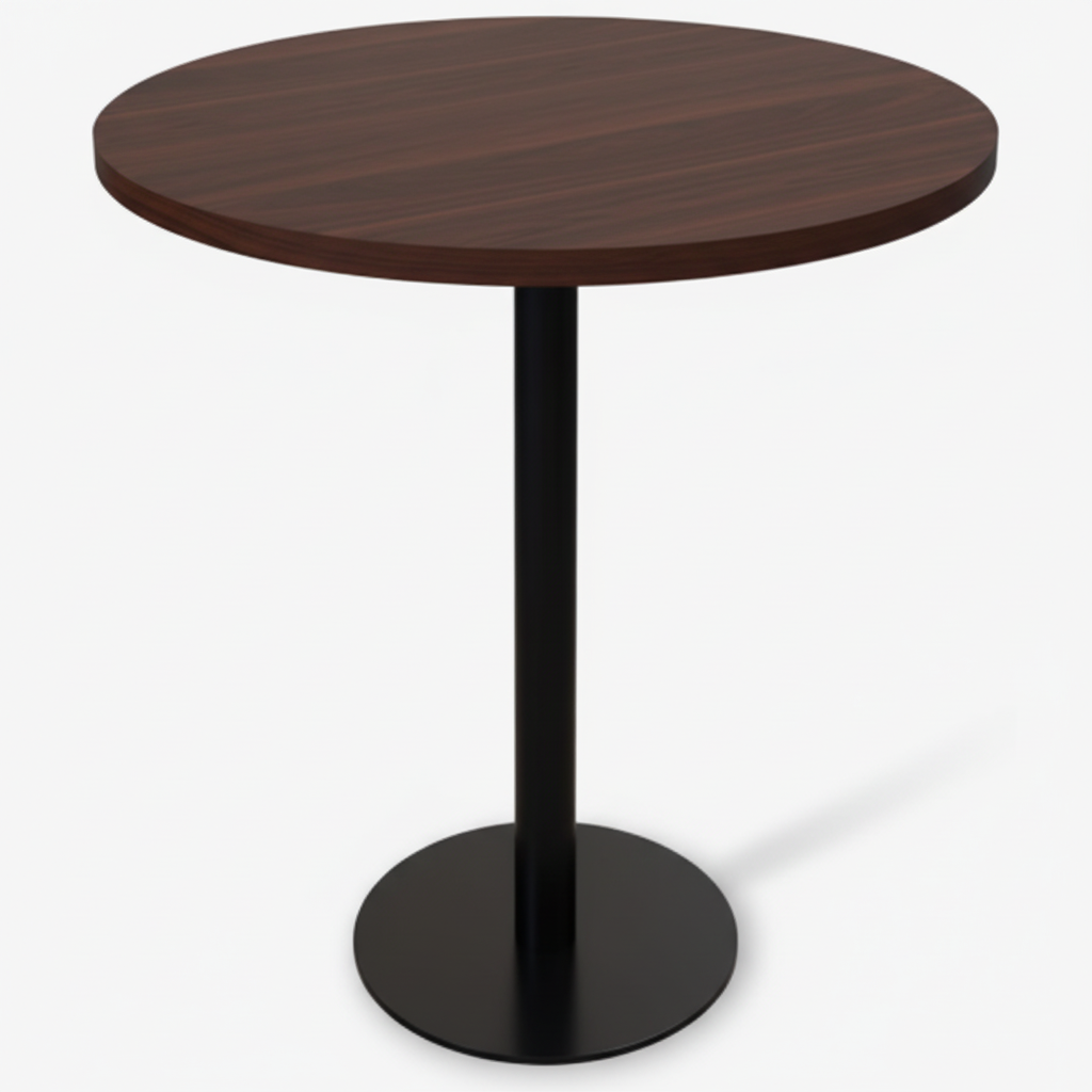 Tavolo da pub con piano legno diametro 80x3 e base in ferro