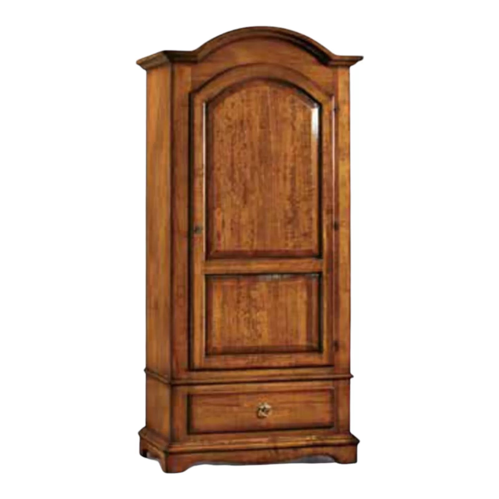 Armadio con 1 anta 1 cassetto appendiabiti con bastone in legno massello e mdf con rifinitura in noce lucido 96x56x196 H