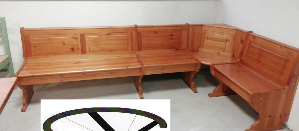 Giropanca angolare in legno di pino tinta miele