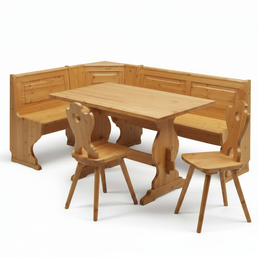 Giropanca angolare in legno di pino tinta miele