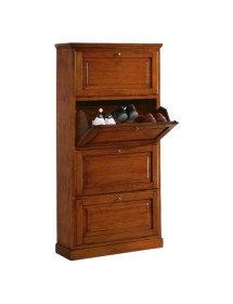 SCARPIERA 4 ANTE IN LEGNO MASSELLO TINTA NOCE L.80 x P.30 H.170