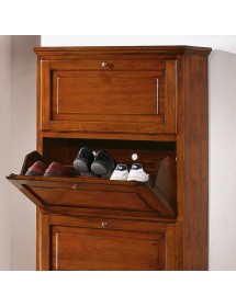 SCARPIERA 4 ANTE IN LEGNO MASSELLO TINTA NOCE L.80 x P.30 H.170