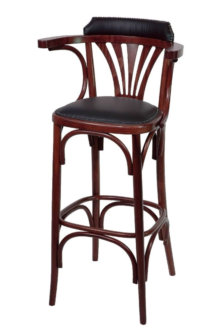 Sgabello Bistrot Faggio con Braccioli Ecopelle Borchiato - Irish Pub Contract H75