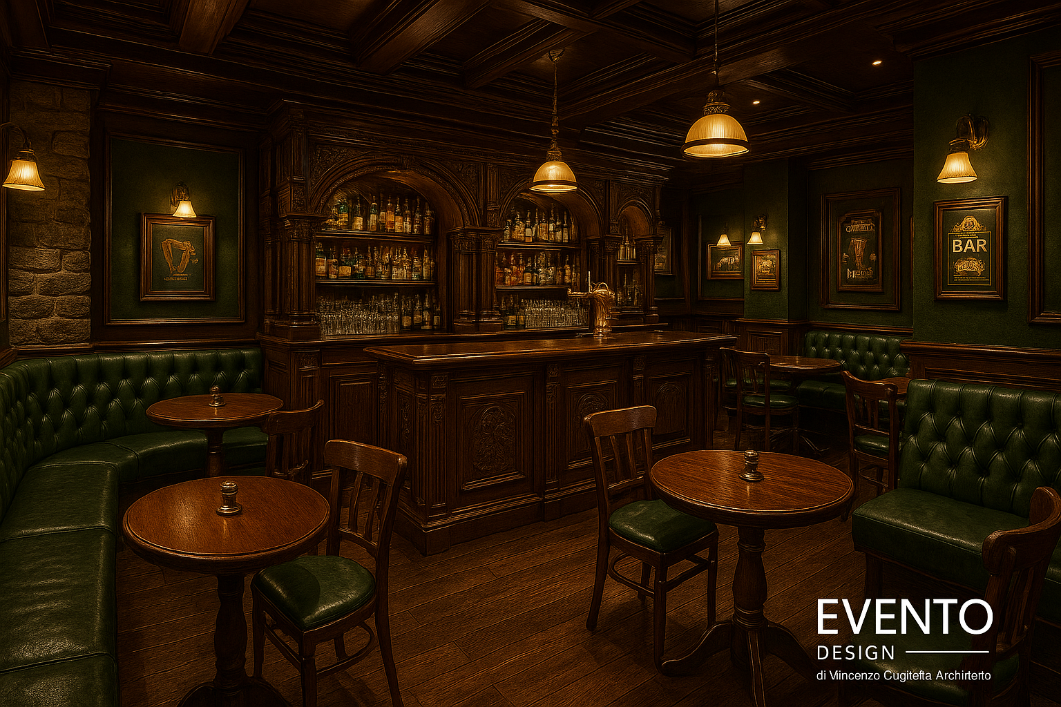 Interni Pub Stile Irlandese - Evento Design di Vincenzo Cuglietta Architetto