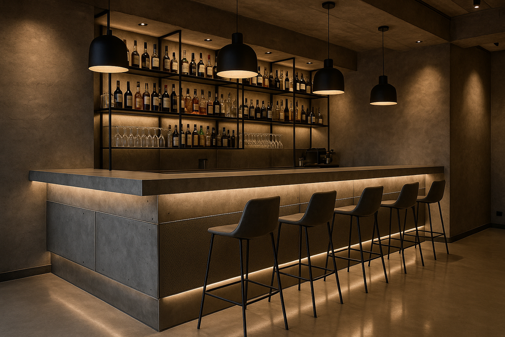 Locale con bancone industriale