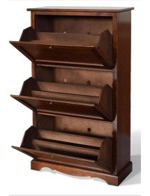 Scarpiera 3 ante ribalta arte povera legno tinta noce 79X30X130