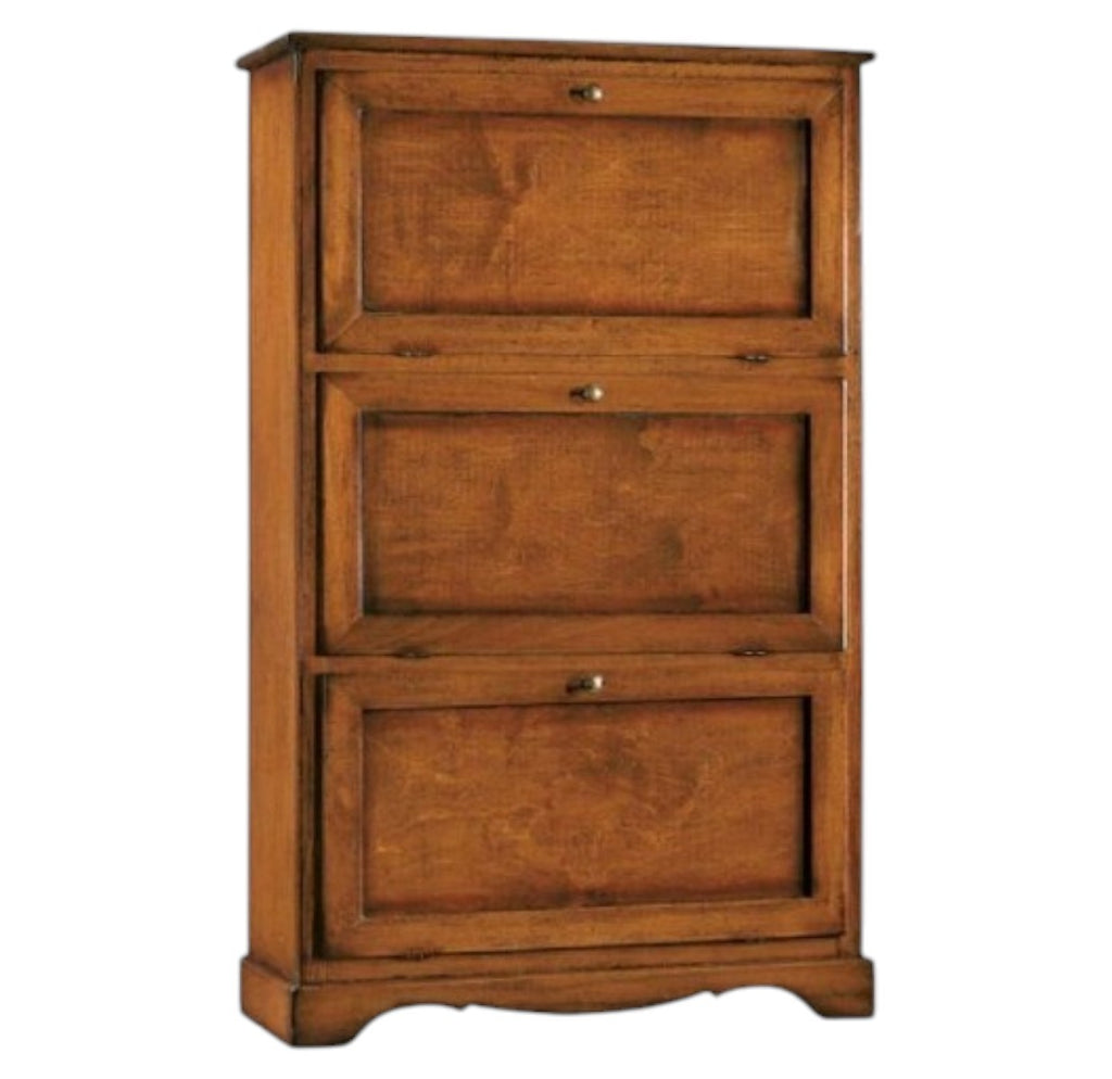 Scarpiera 3 ante ribalta arte povera legno tinta noce 79X30X130