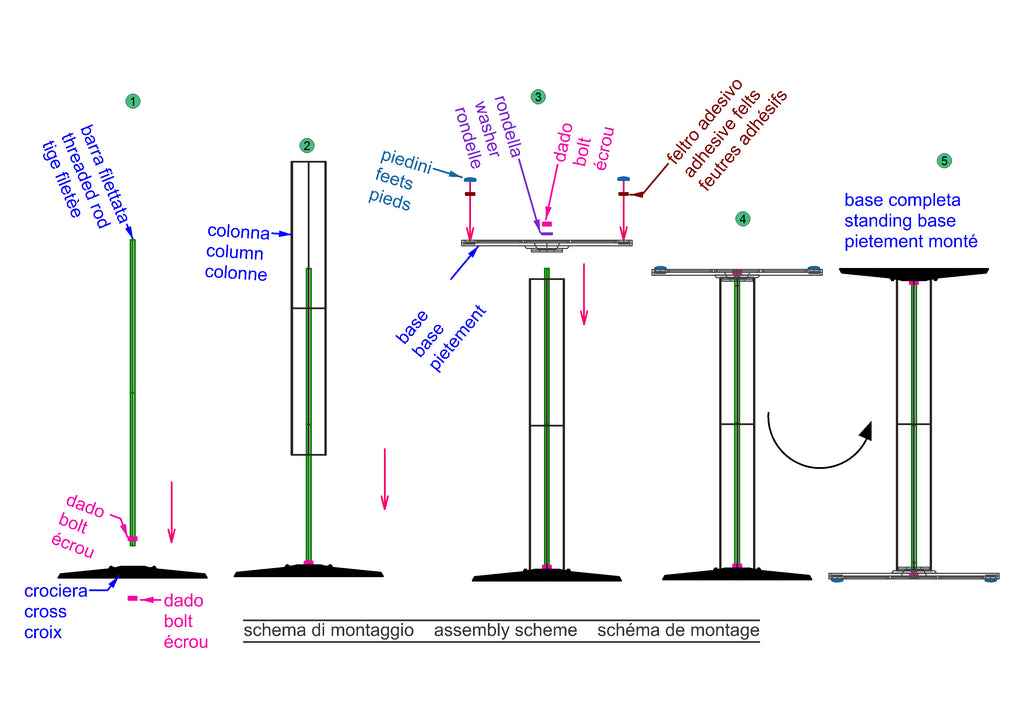 Base in ghisa con poggiapiedi H108 25 kg
