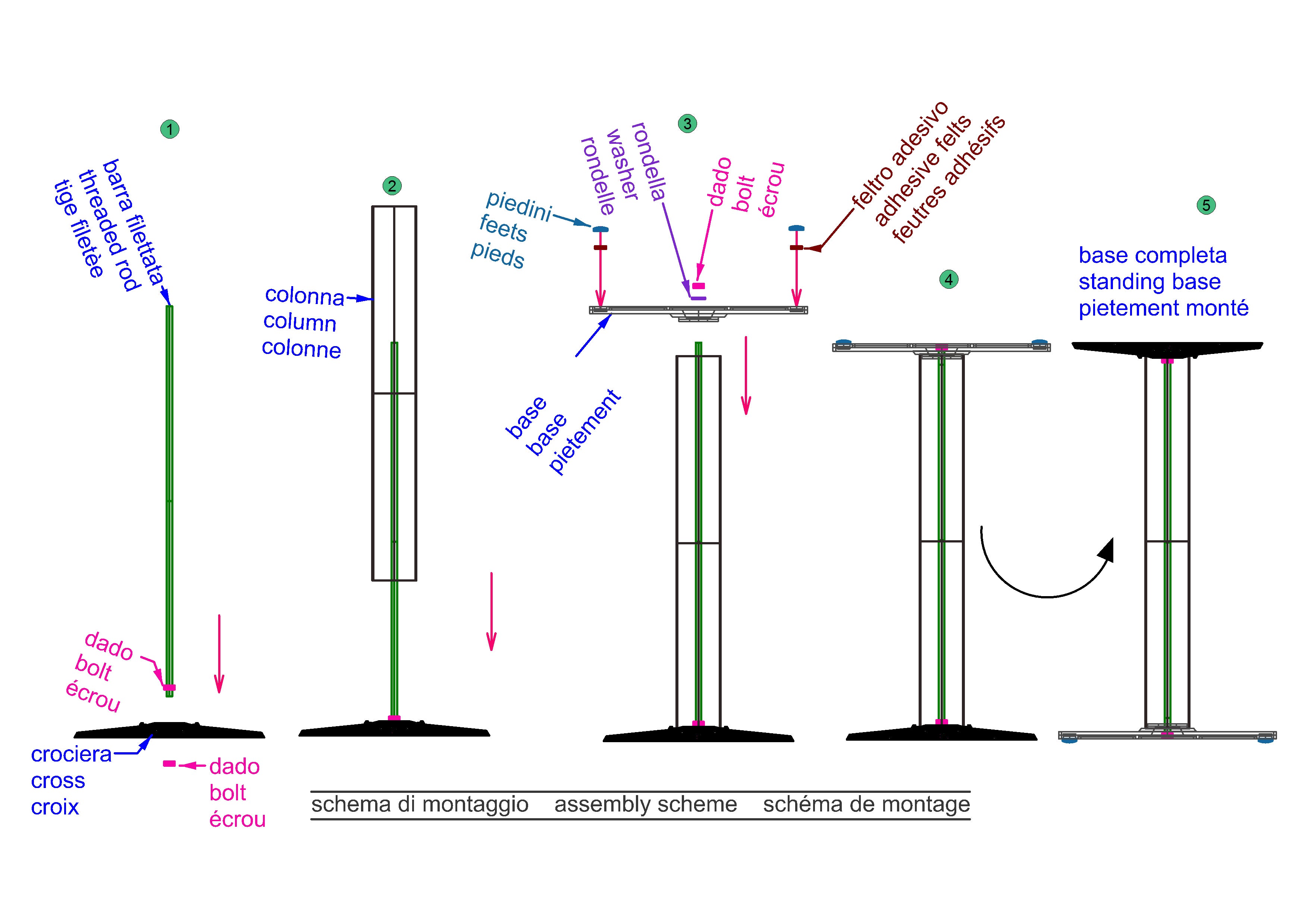 Base in ghisa con poggiapiedi H108 25 kg