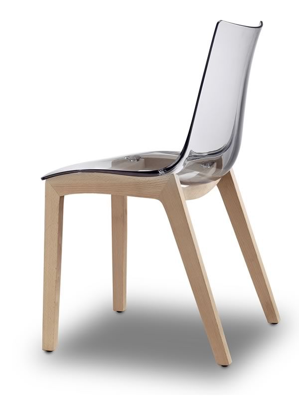 Natural Zebra 2805 Sedia in legno, con seduta in policarbonato trasparente