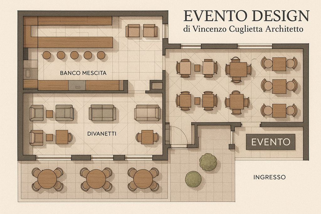 Planimetria Bar Bistrot - Evento Design di Vincenzo Cuglietta Architetto