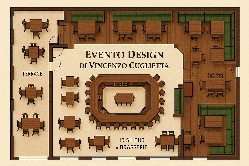 Planimetria Irish Pub - Evento Design