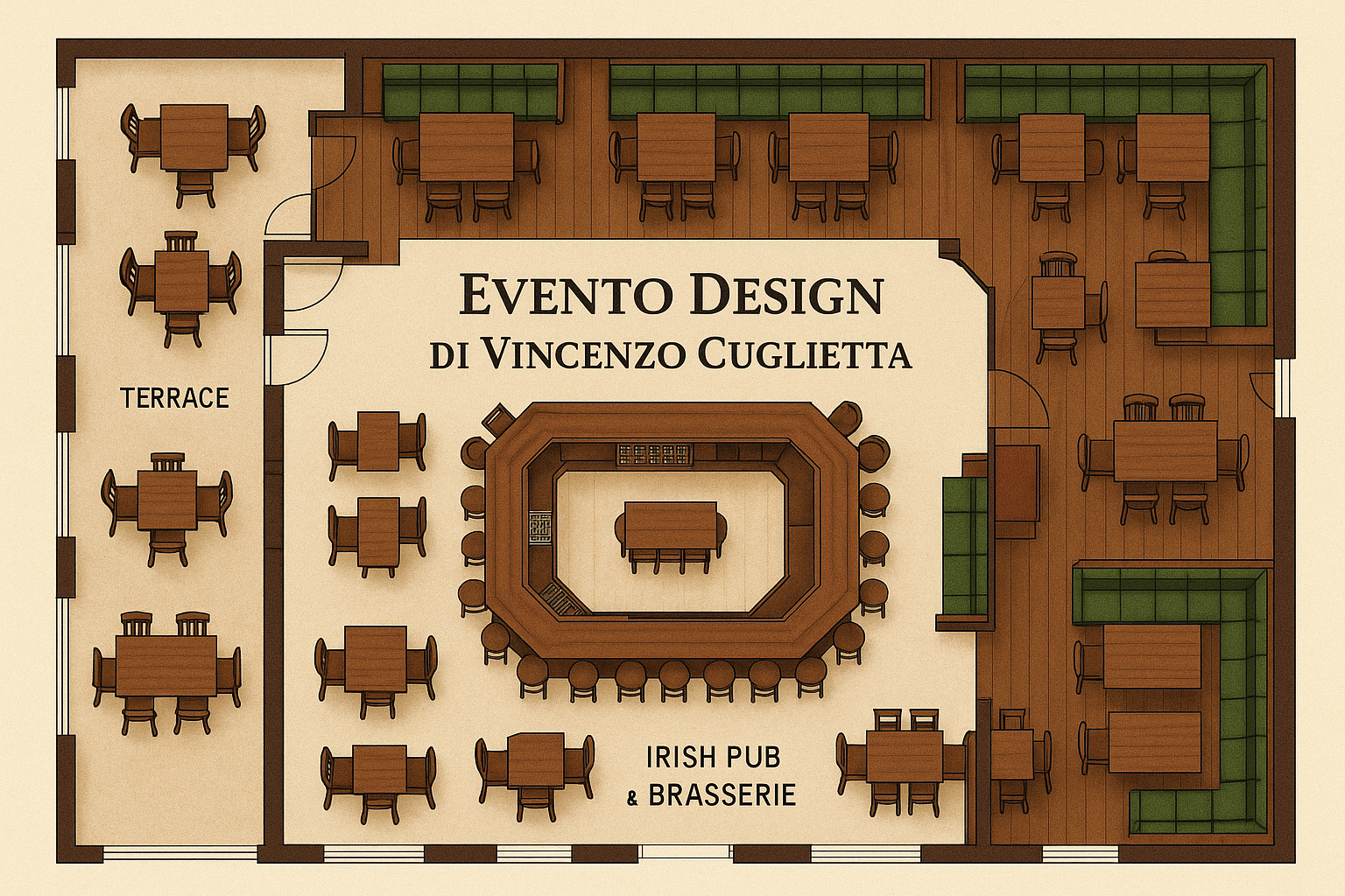 Planimetria Irish Pub - Evento Design