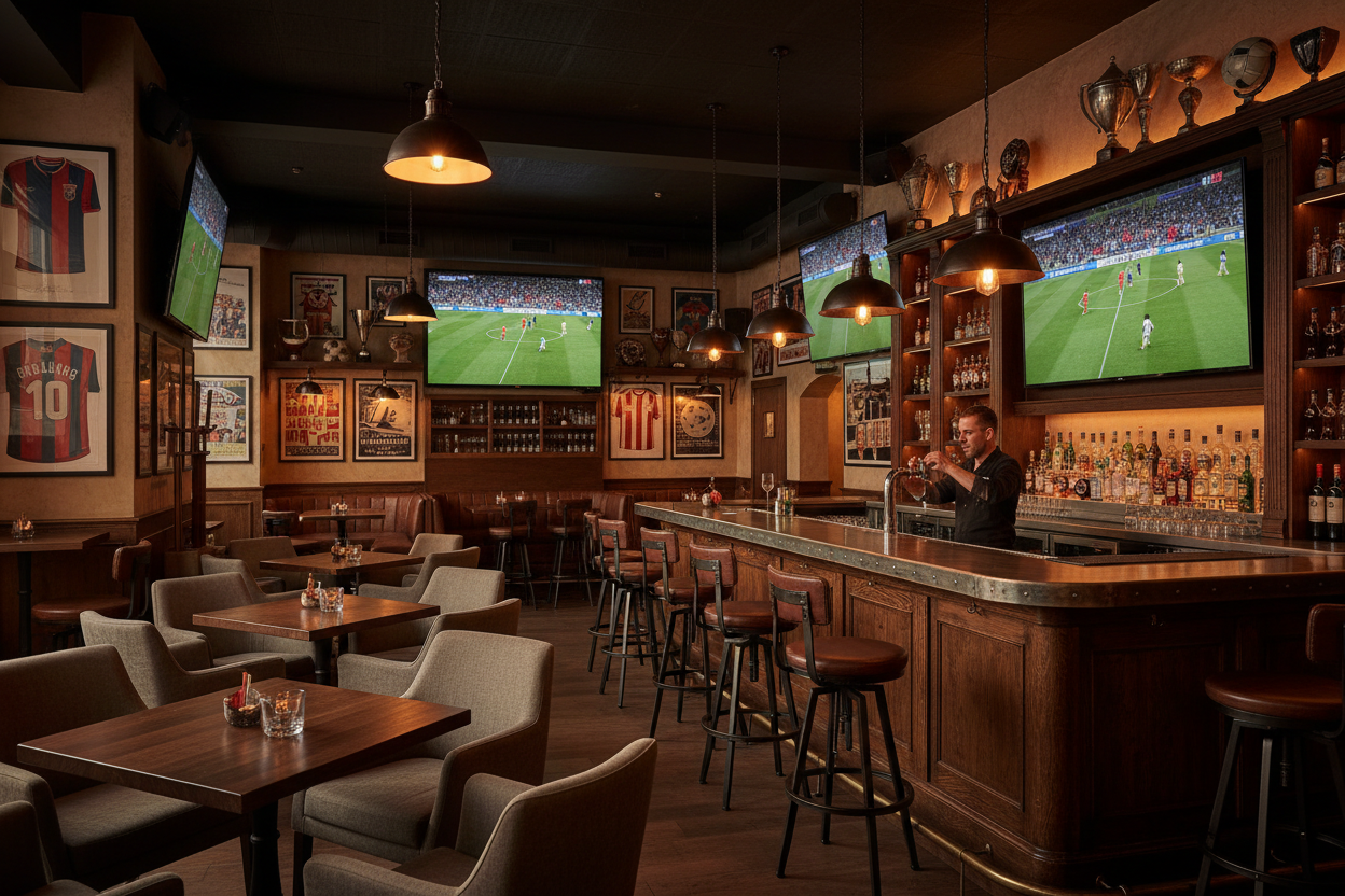 Pub calcio - Vista con TV e poster