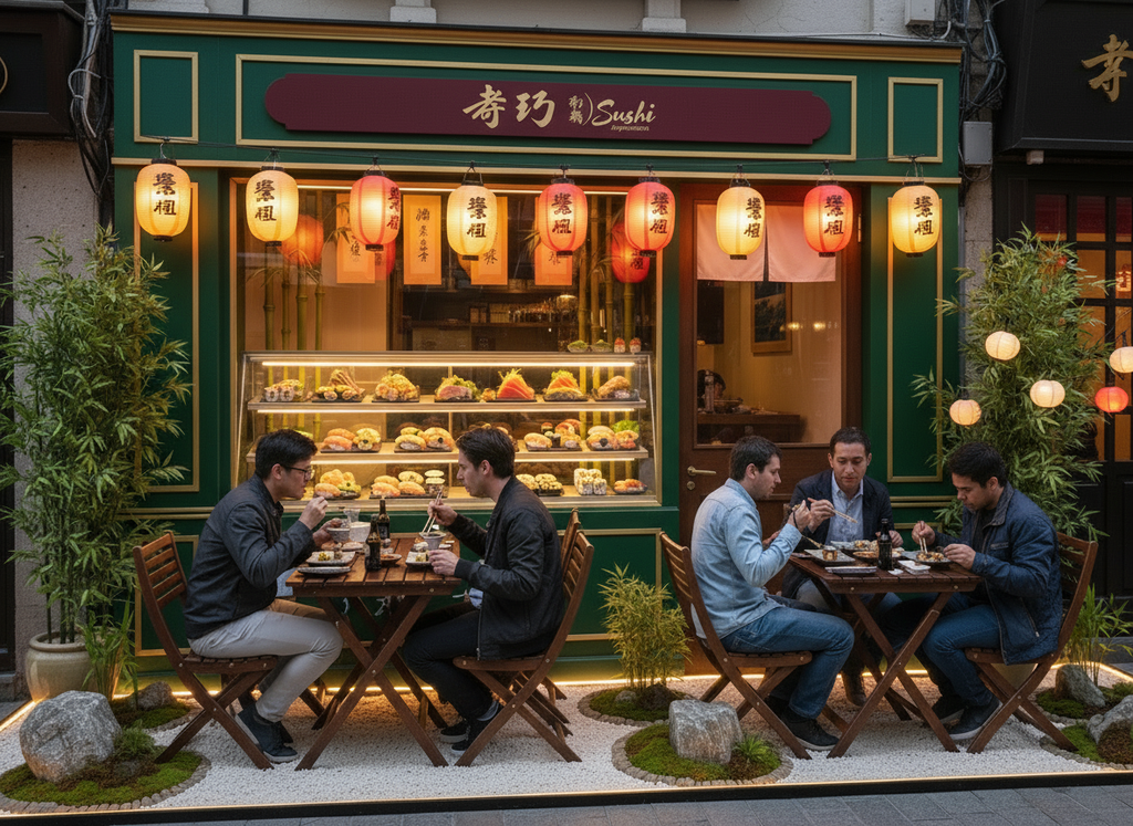 Ristorante sushi con giardino zen
