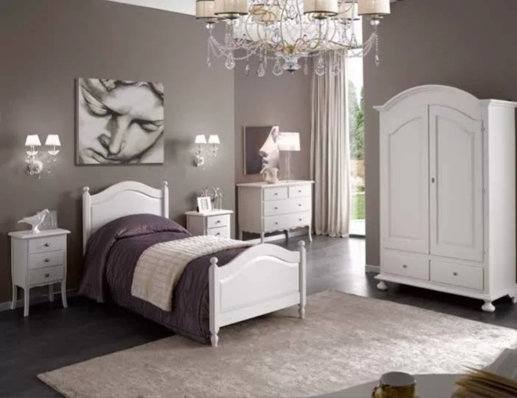 CAMERA DA LETTO COMPLETA SHABBY BIANCA LETTO SINGOLO