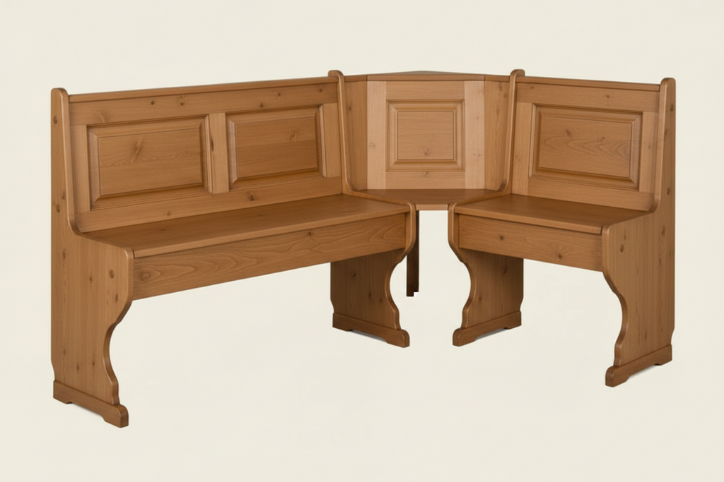 Angolo panca trento  113x173 con cassonetto tinta noce
