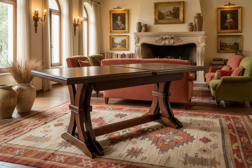 Tavolo Fratino Allungabile in Legno Massello Tinta Noce Arte Povera 180x100 cm