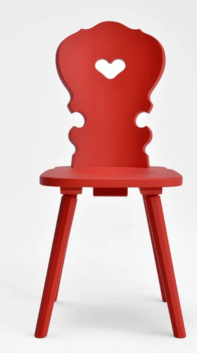 Sedia tirolese con cuore in abete rossa VIENNA , stile Chalet montagna